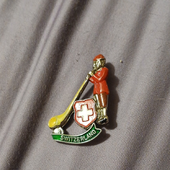 Switzerland Souvenir Pin with Red and Green Accents - Picture 3 of 3